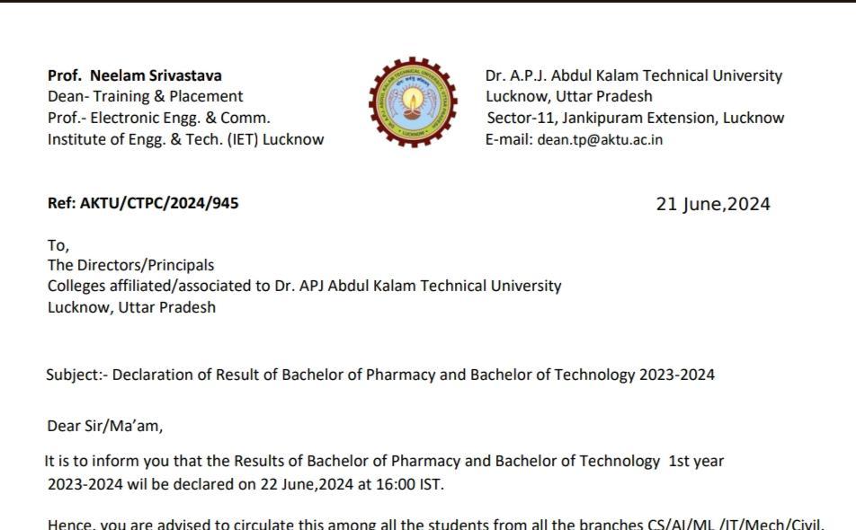 Aktu Result Date 