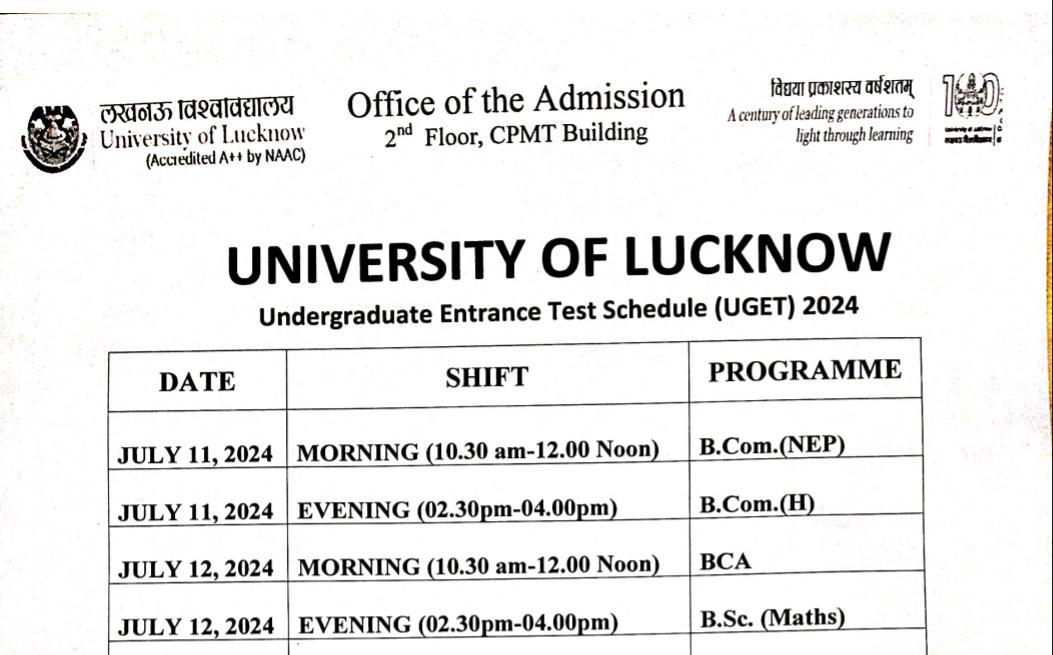 Lucknow University Official Notice 