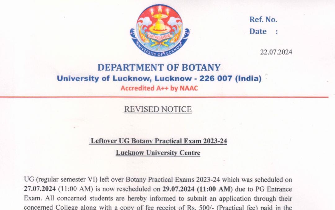 Lucknow University Official Notice 