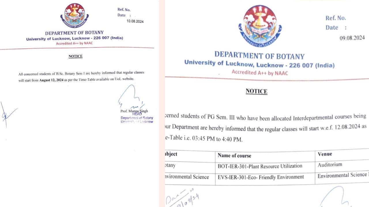 Lucknow University Official Notice 