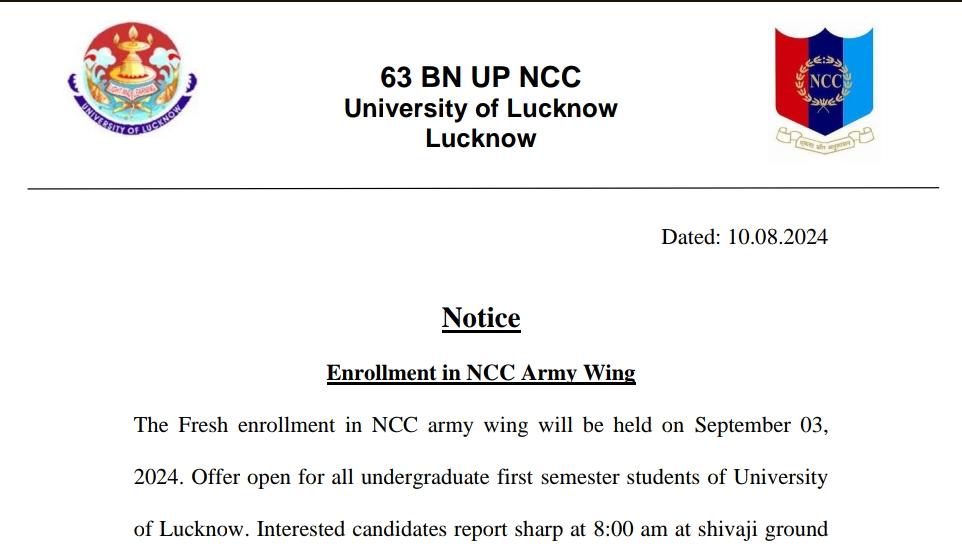 Lucknow University Official Notice 