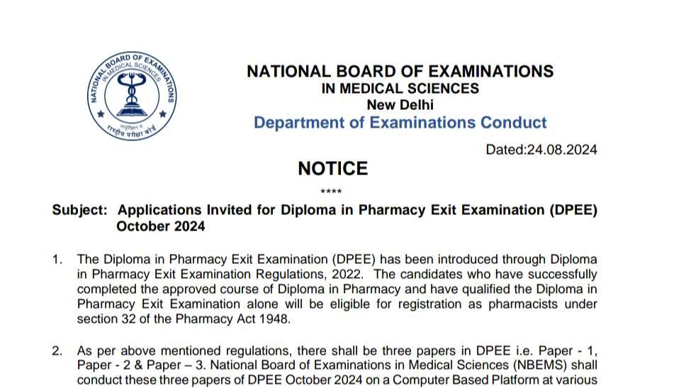 D Pharma Exit Exam 2024