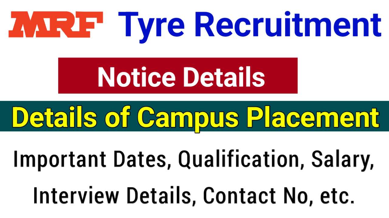 MRF Tyre Job Recruitment 2024 In Gujarat