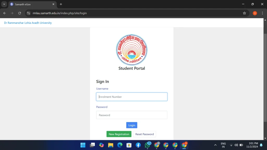 RMLAU Samarth Portal Registration Kaise Karen 1