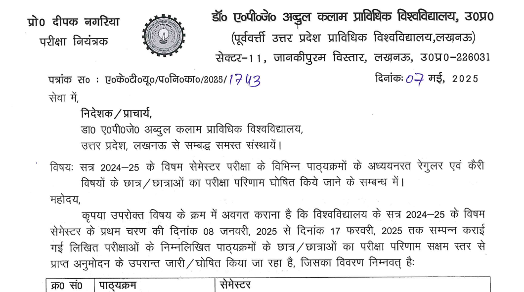 AKTU Result 2025 Declared