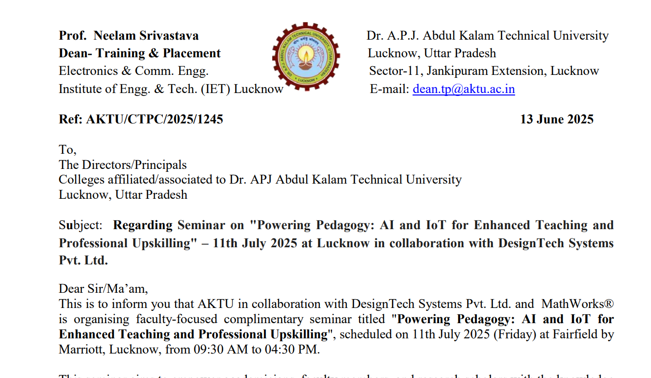 aktu Regarding Seminar on Powering Pedagogy